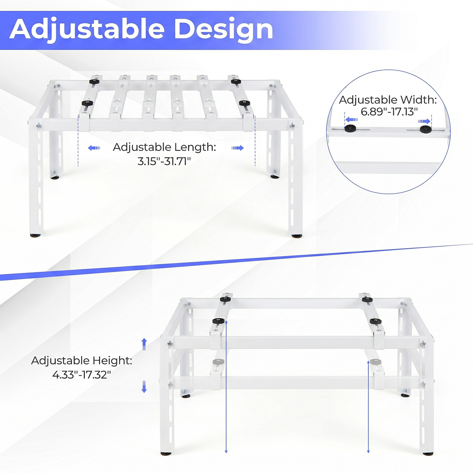 Mini Split Ground Stand w/Adjustable Height, Width & Length, Outdoor AC Base
