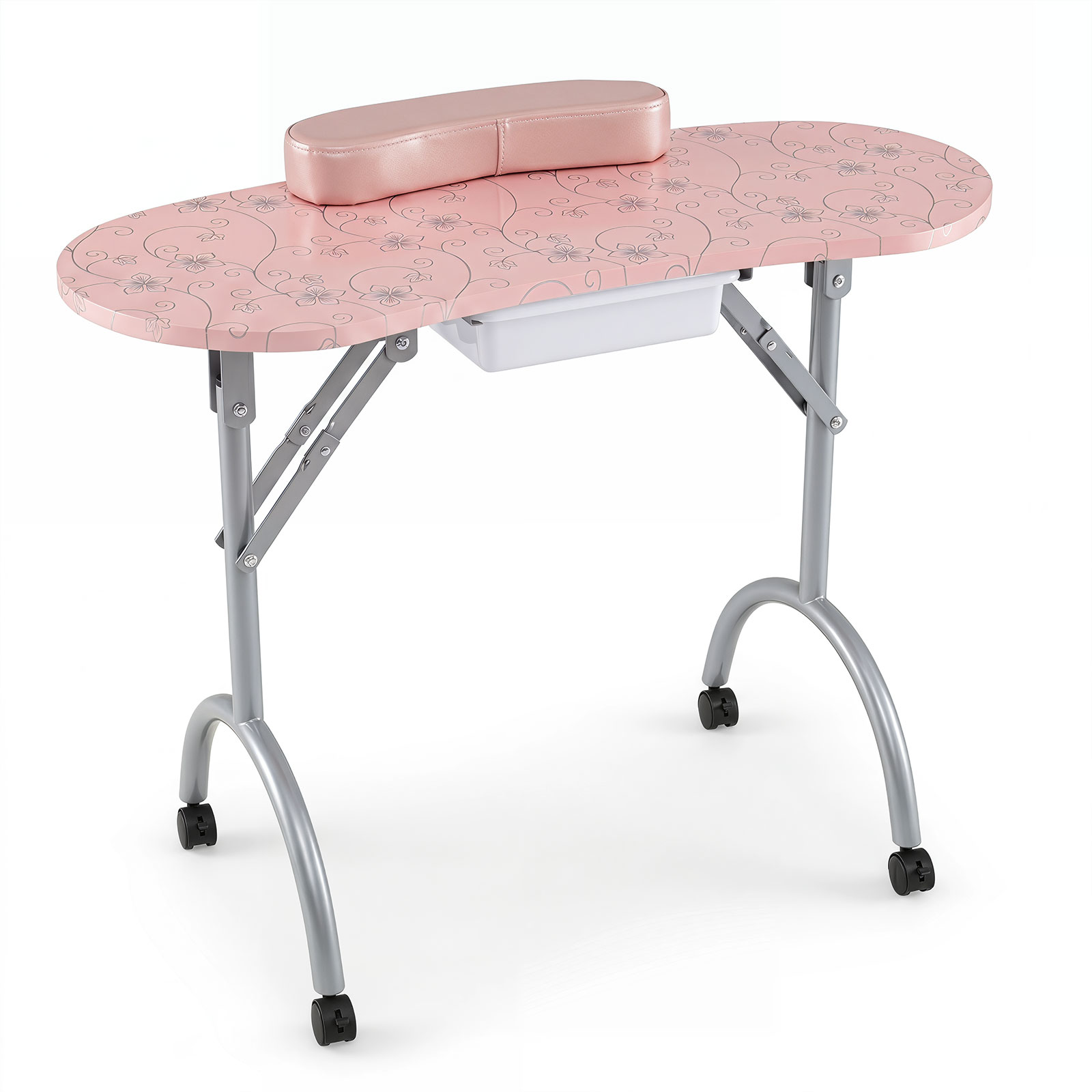 Portable Nail Table Station w/Oxford Bag Case Sliding Drawer Leather Hand Pillow