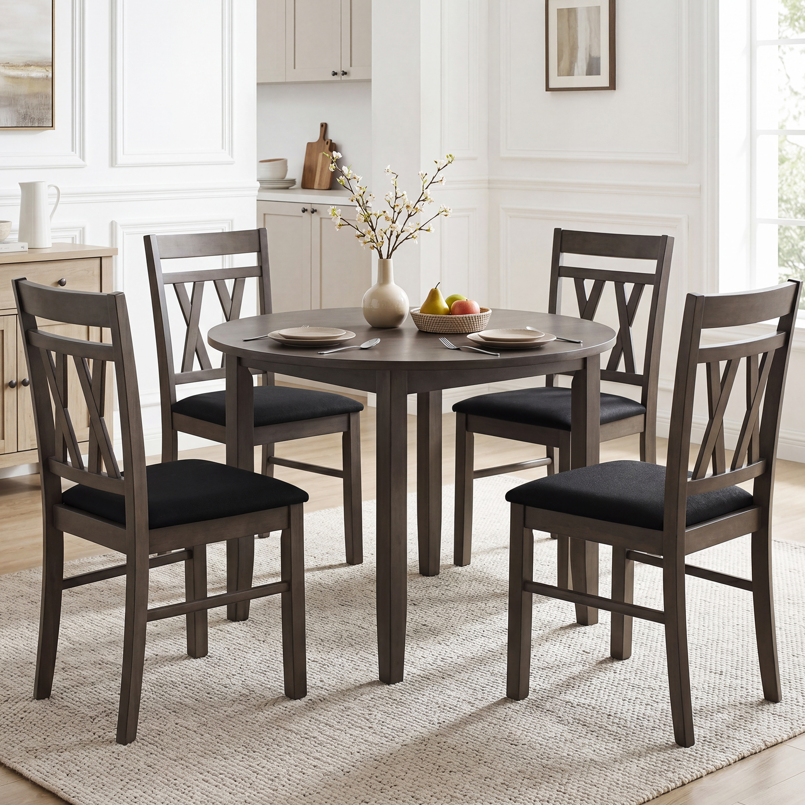 Dining Chairs Set of 4 w/Solid Rubber Wood Frames for Dining Room, Living Room detailed image 5