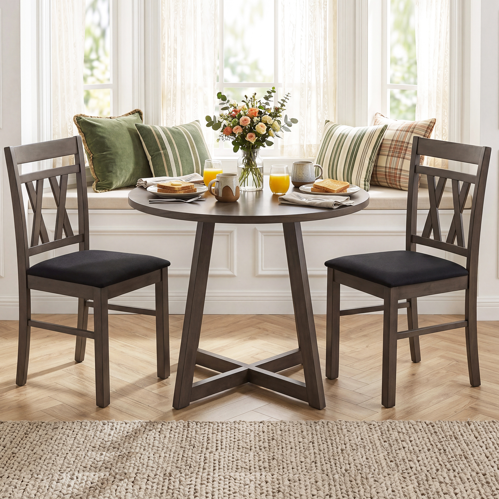 Dining Chairs Set of 4 w/Solid Rubber Wood Frames for Dining Room, Living Room detailed image 3