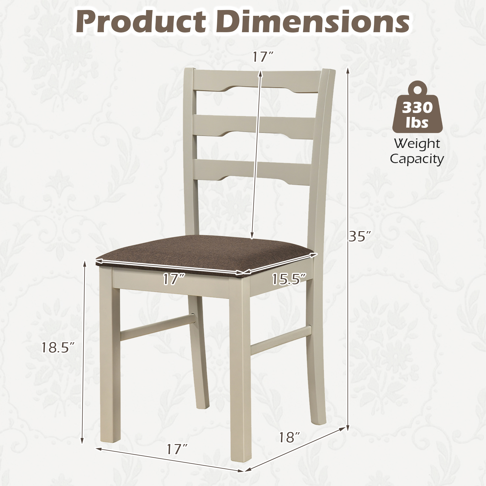 Dining Chairs Set of 4 w/Solid Rubber Wood Frames, Modern Farmhouse Side Chairs detailed image 2