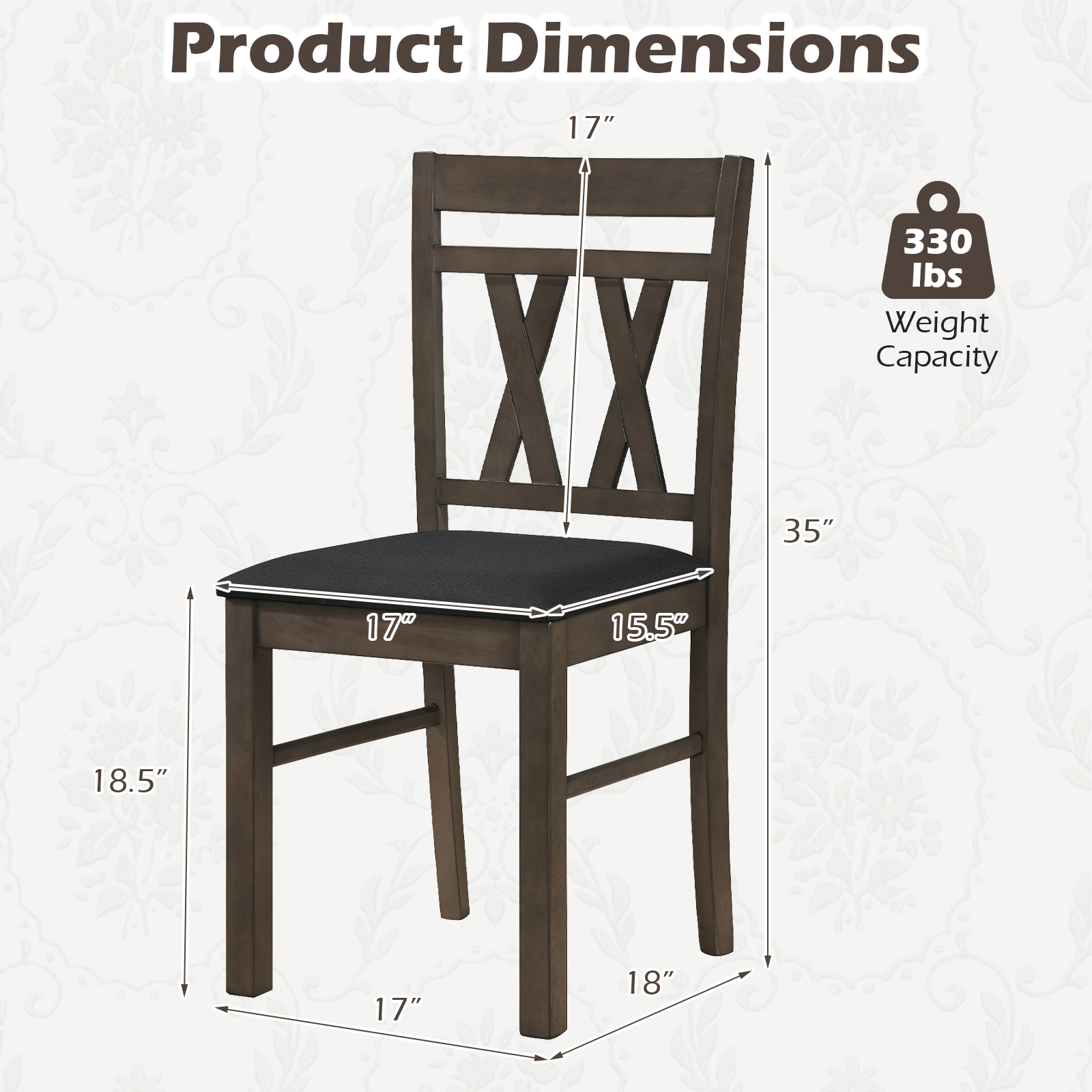 Dining Chairs Set of 4 w/Solid Rubber Wood Frames for Dining Room, Living Room detailed image 2