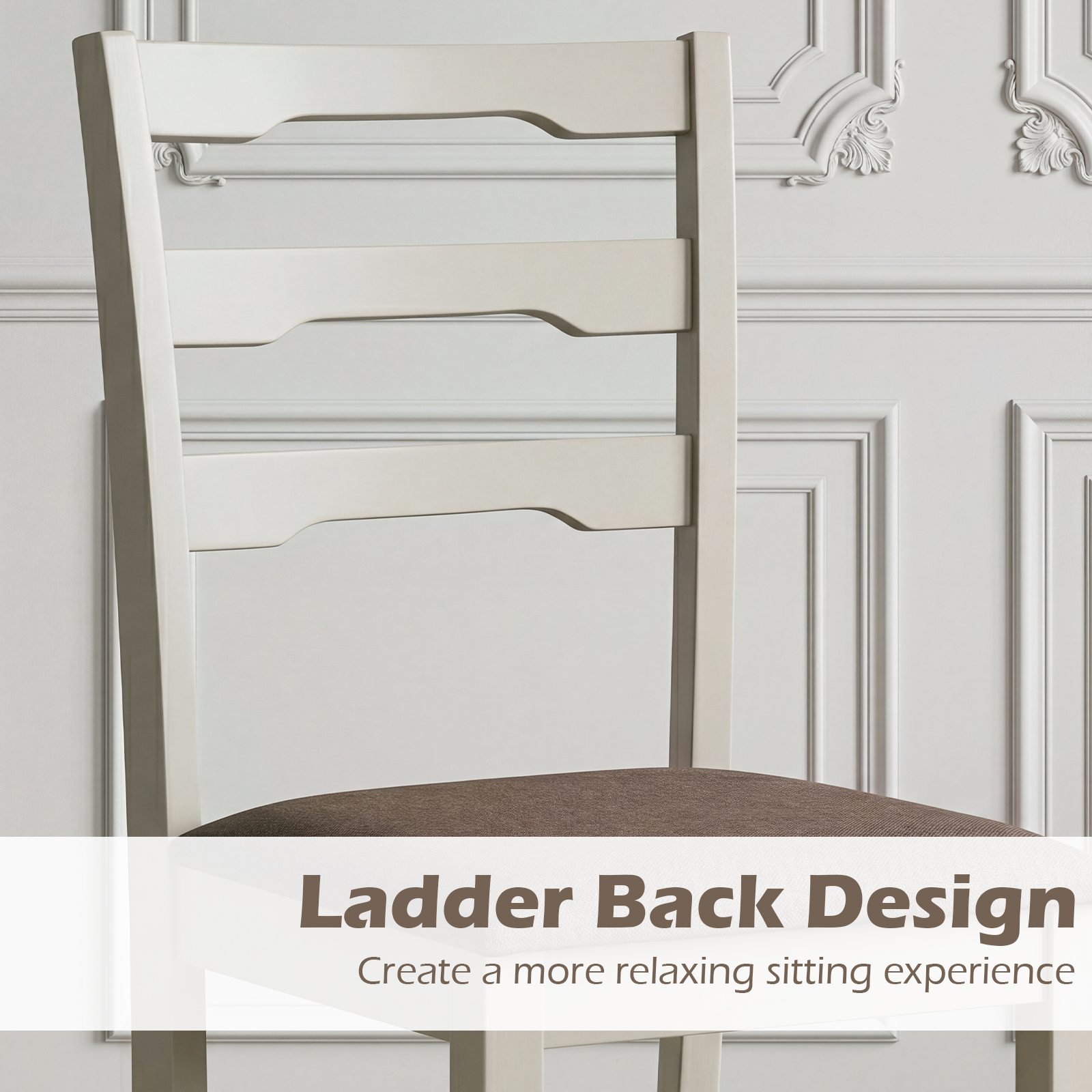 Dining Chairs Set of 4 w/Solid Rubber Wood Frames, Modern Farmhouse Side Chairs detailed image 6
