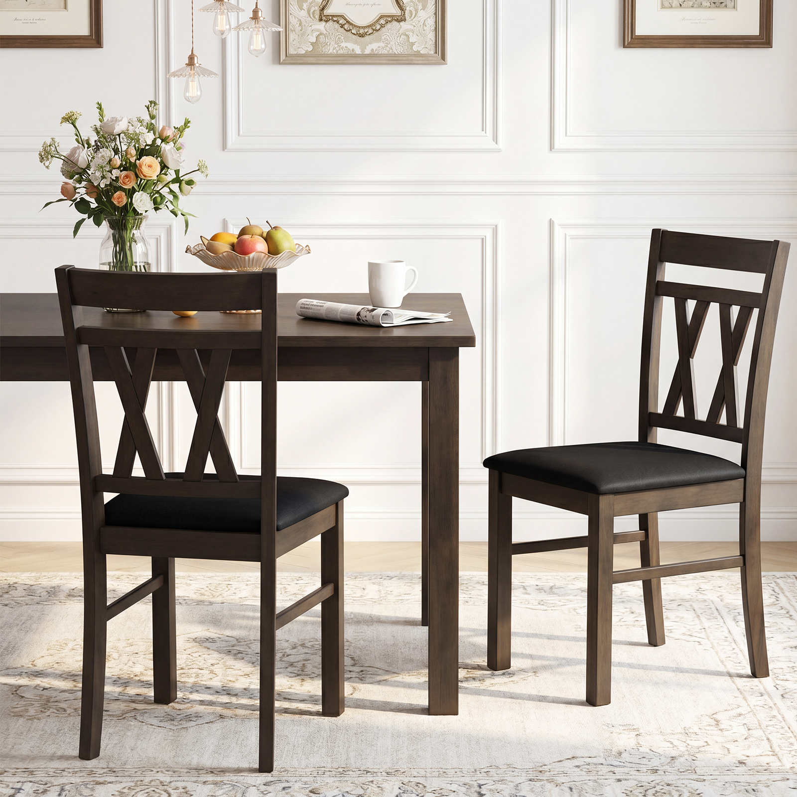 Dining Chairs Set of 4 w/Solid Rubber Wood Frames for Dining Room, Living Room main product image