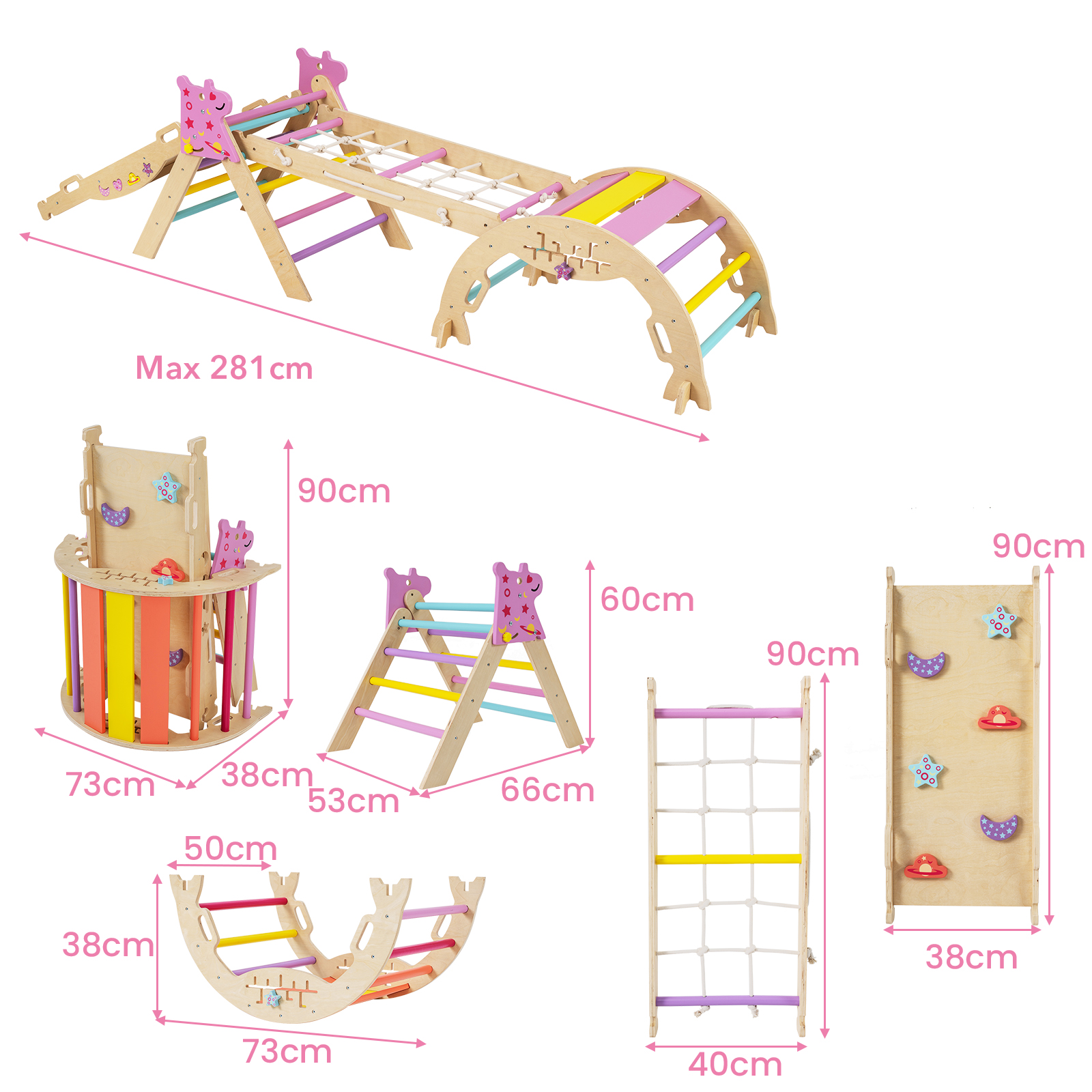 Foldable Climbing Toys Macaron 8-in-1 Triangle Set Toddlers - Produktbild 1