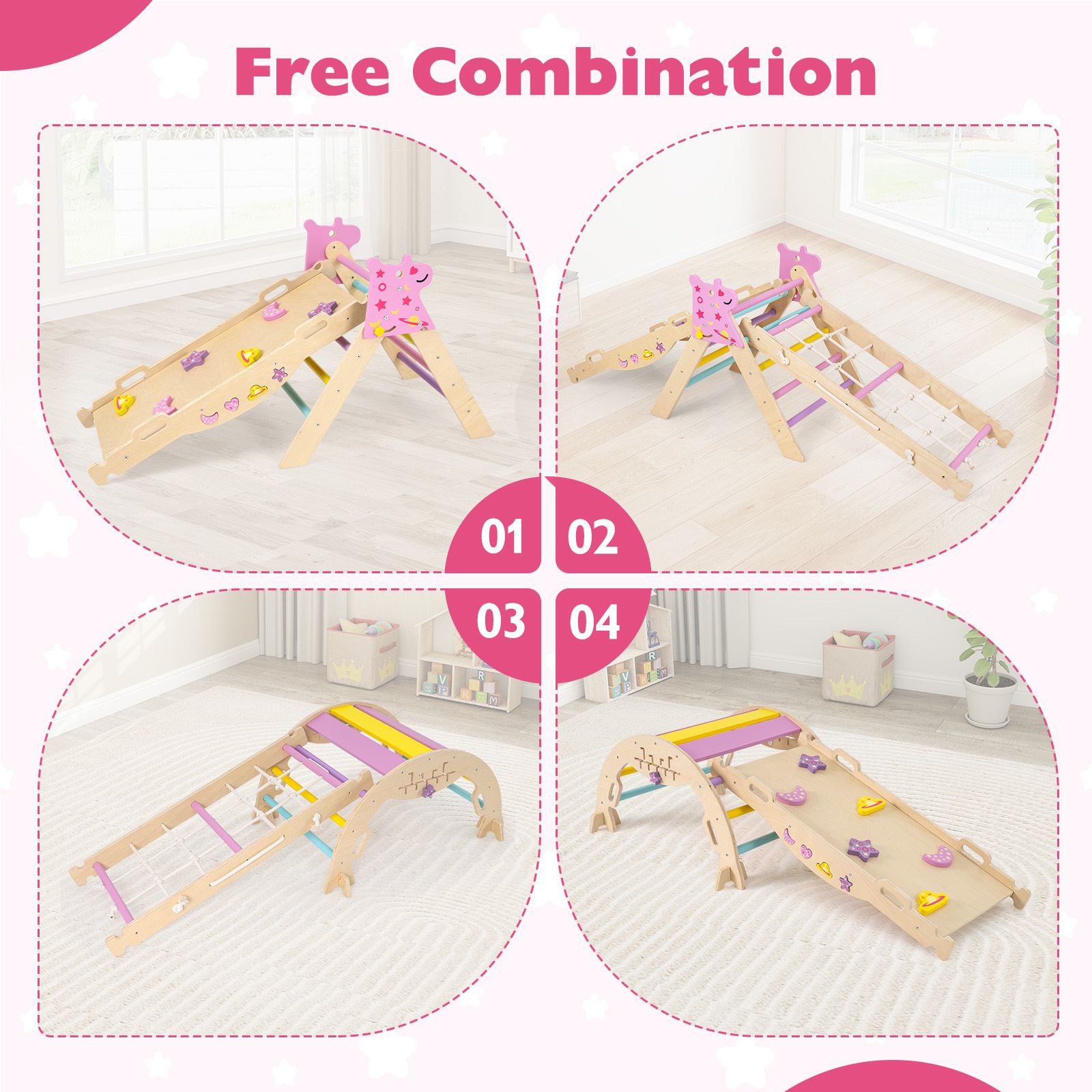 Foldable Climbing Toys Macaron 8-in-1 Triangle Set Toddlers - Produktbild 4