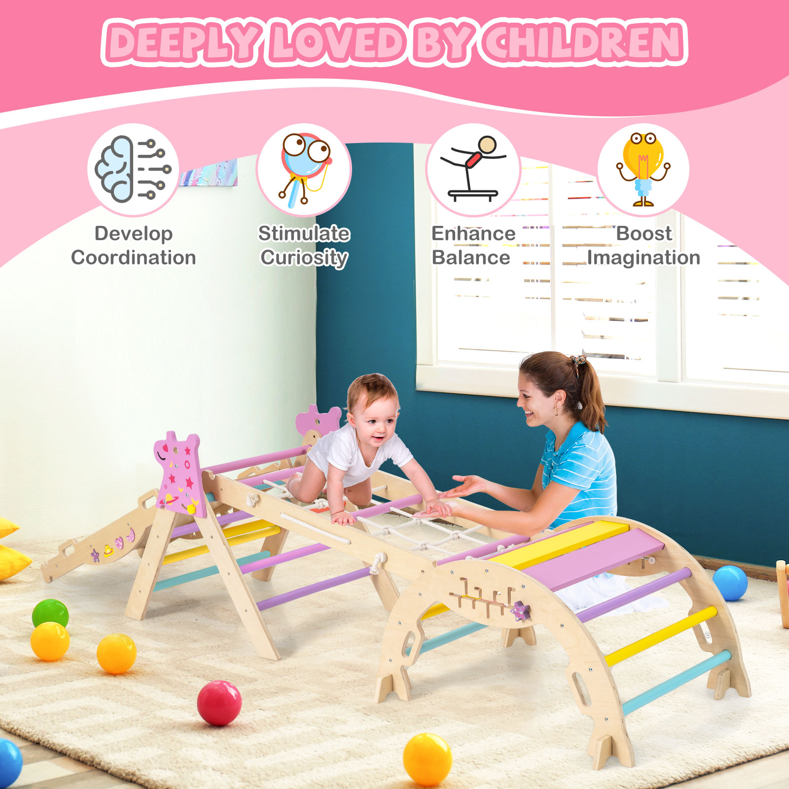Foldable Climbing Toys Macaron 8-in-1 Triangle Set Toddlers - Produktbild 9