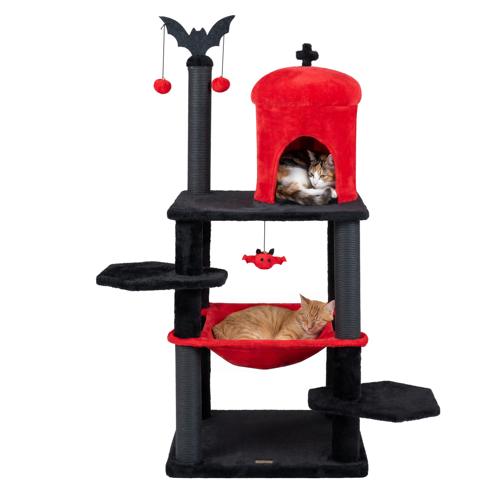 Gothic Cat Tree for Indoor Cats, 51” Spooky Cat Tower w/Castle House, Hammock
