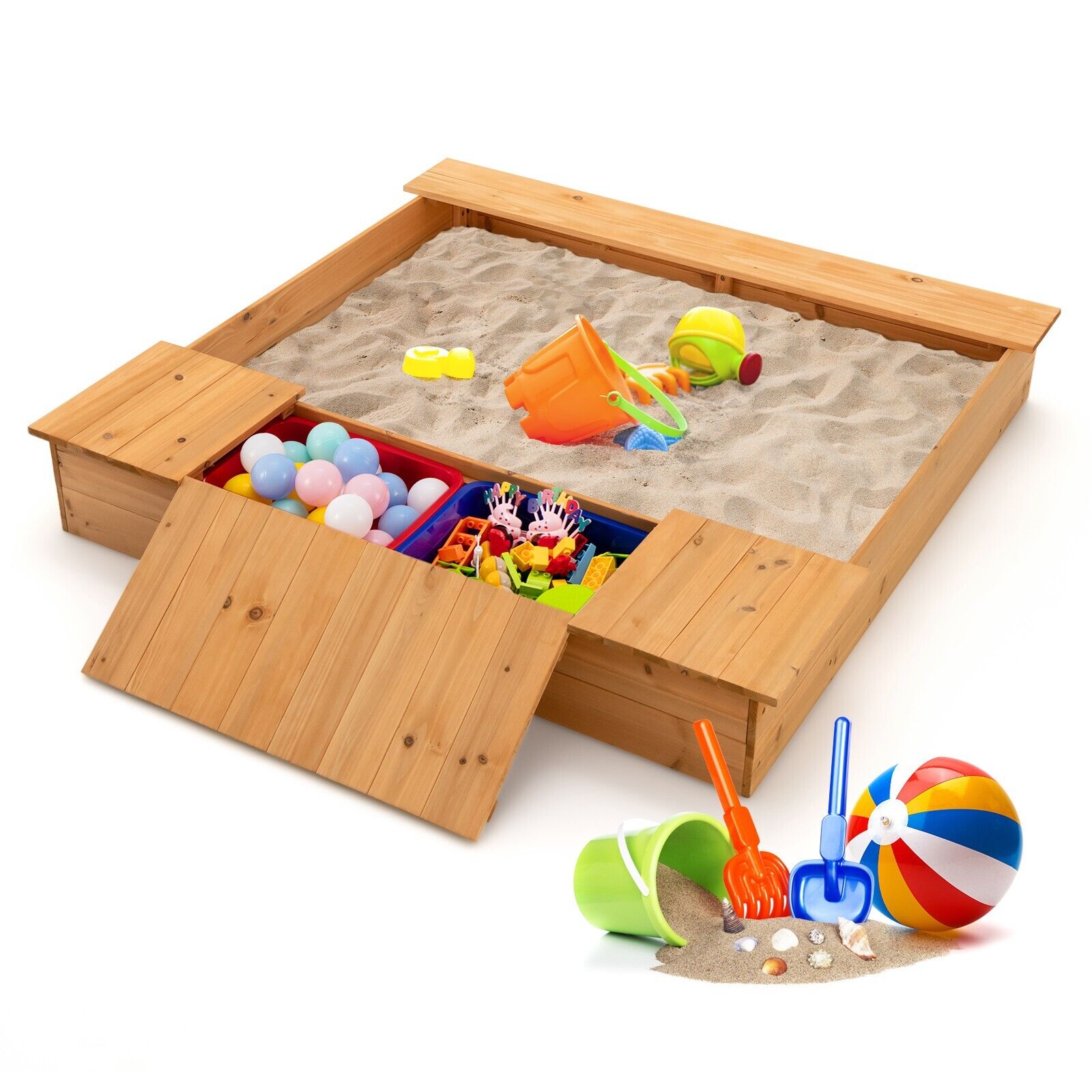 Sandbox Outdoor Children Play Station Covered Kids Sandbox Kids Wooden - Image 3