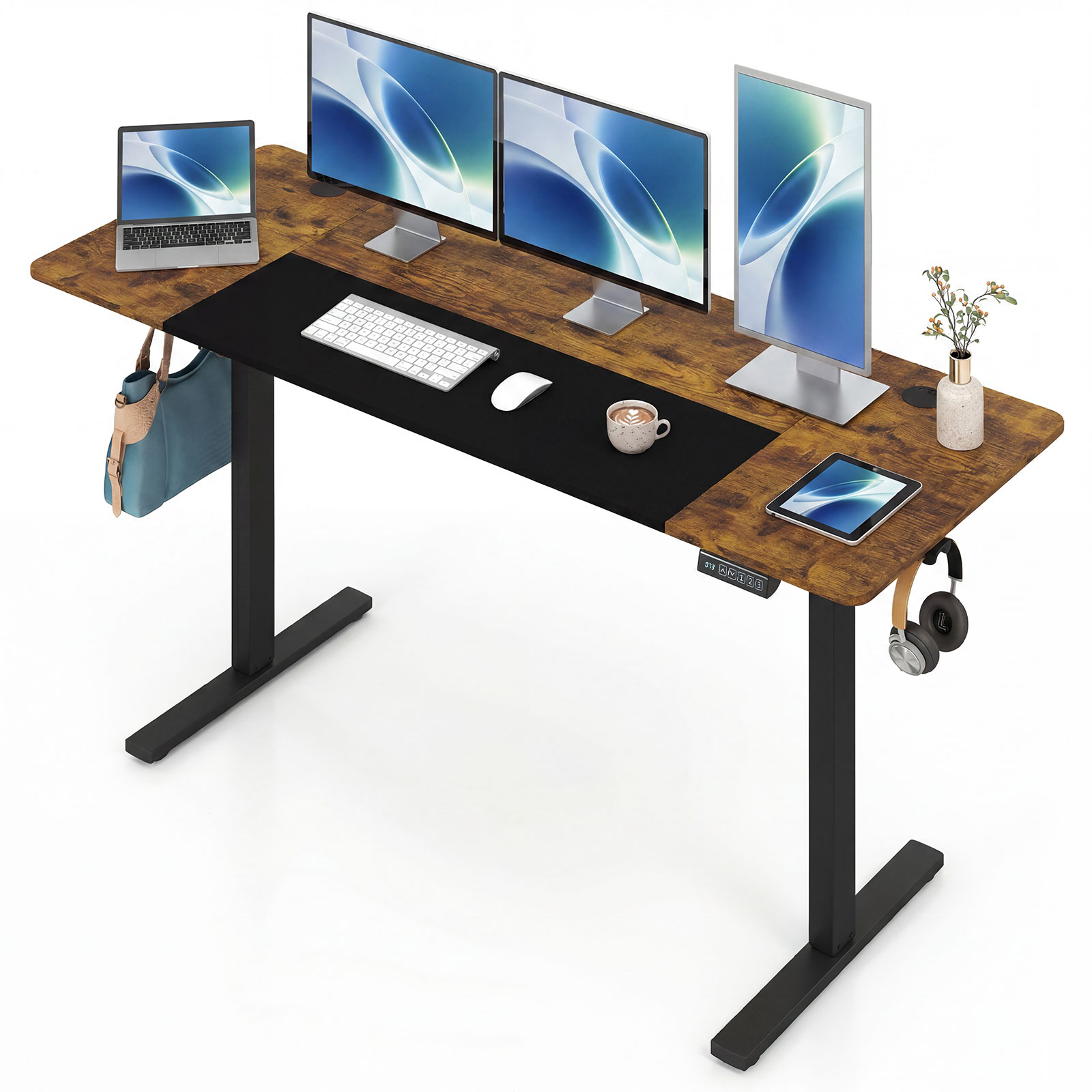 63 x 24 Inch Electric Standing Desk w/3 Memory Presets, Cable Management & Hook