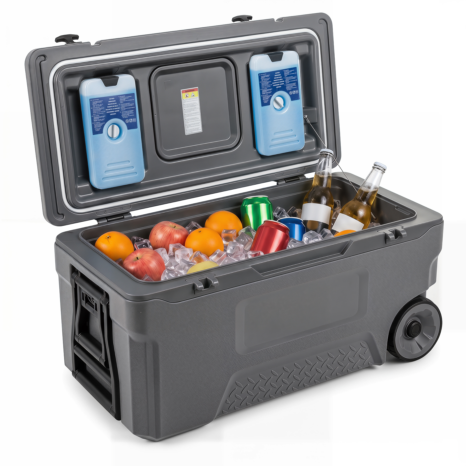 74 QT Insulated Hard Cooler, Portable Rolling Cooler w/Wheels Handles for Picnic