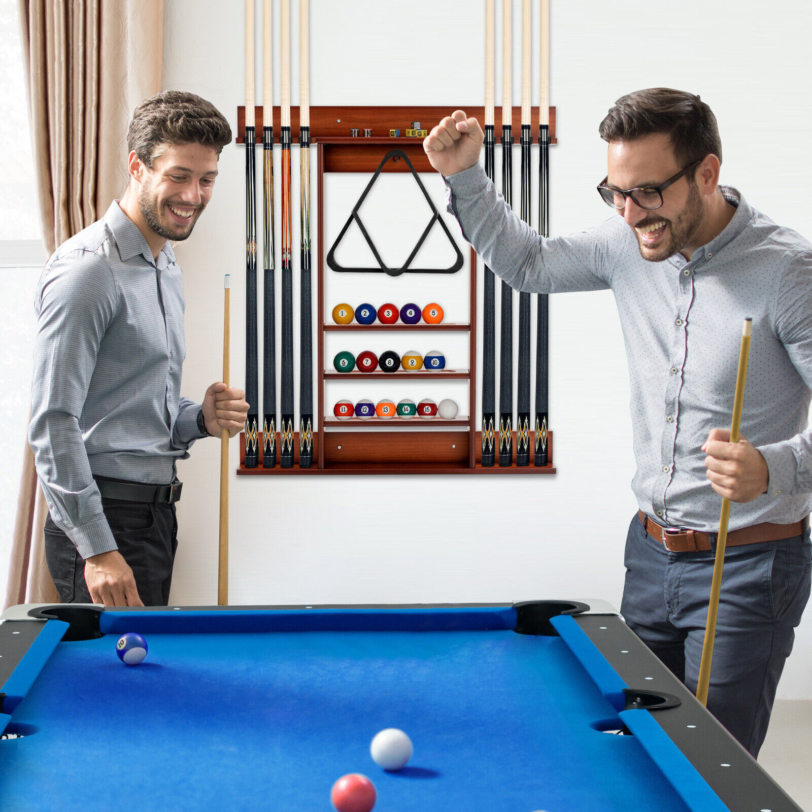 Billiards Pool Cue Rack Wall Mount Billiard Stick Holder