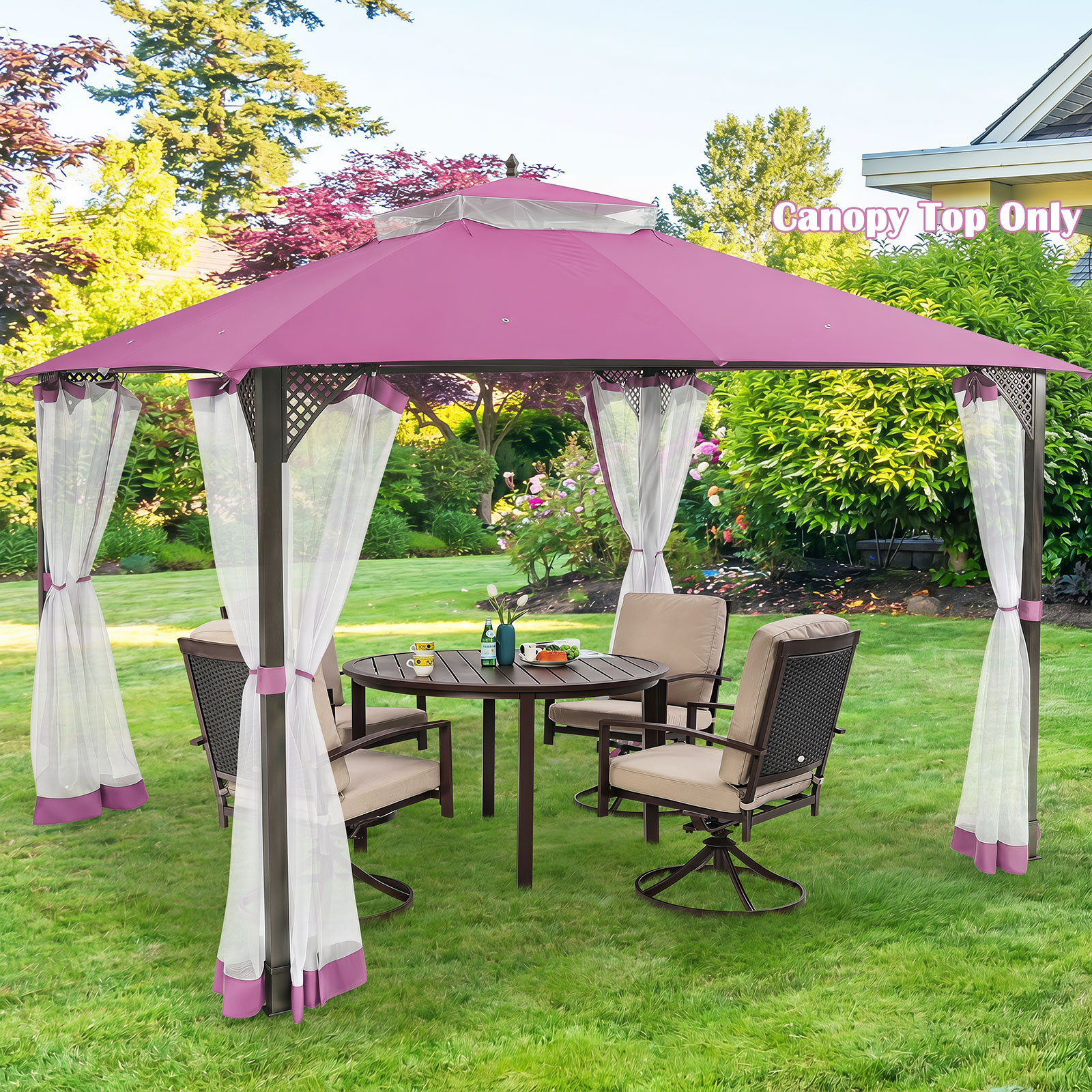 12 X 10 FT Patio Gazebo, Heavy Duty Gazebo Canopy Shelter with Sturdy Metal