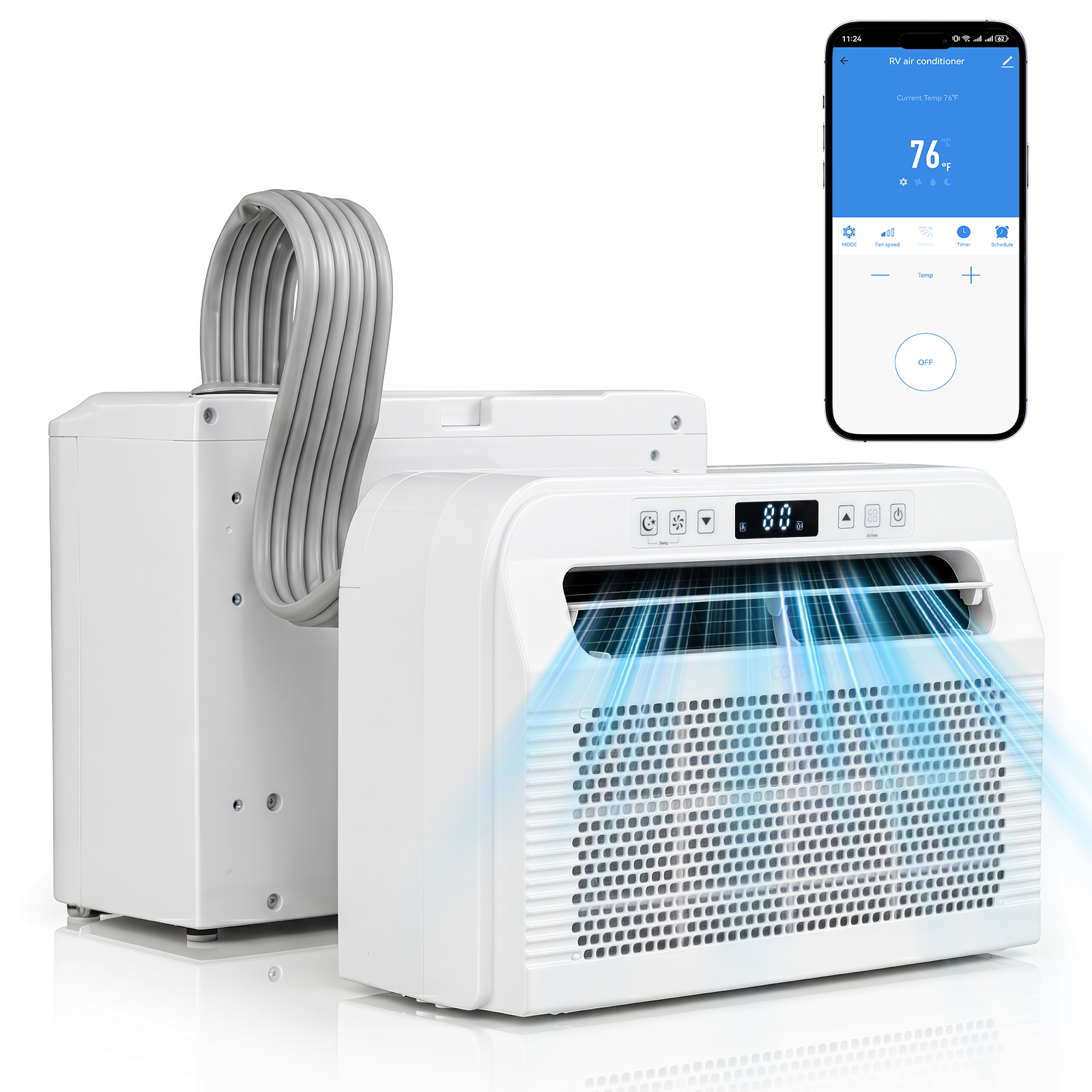 RV Window Air Conditioner 6500 BTU Window AC Unit w/ WiFi APP Voice Control