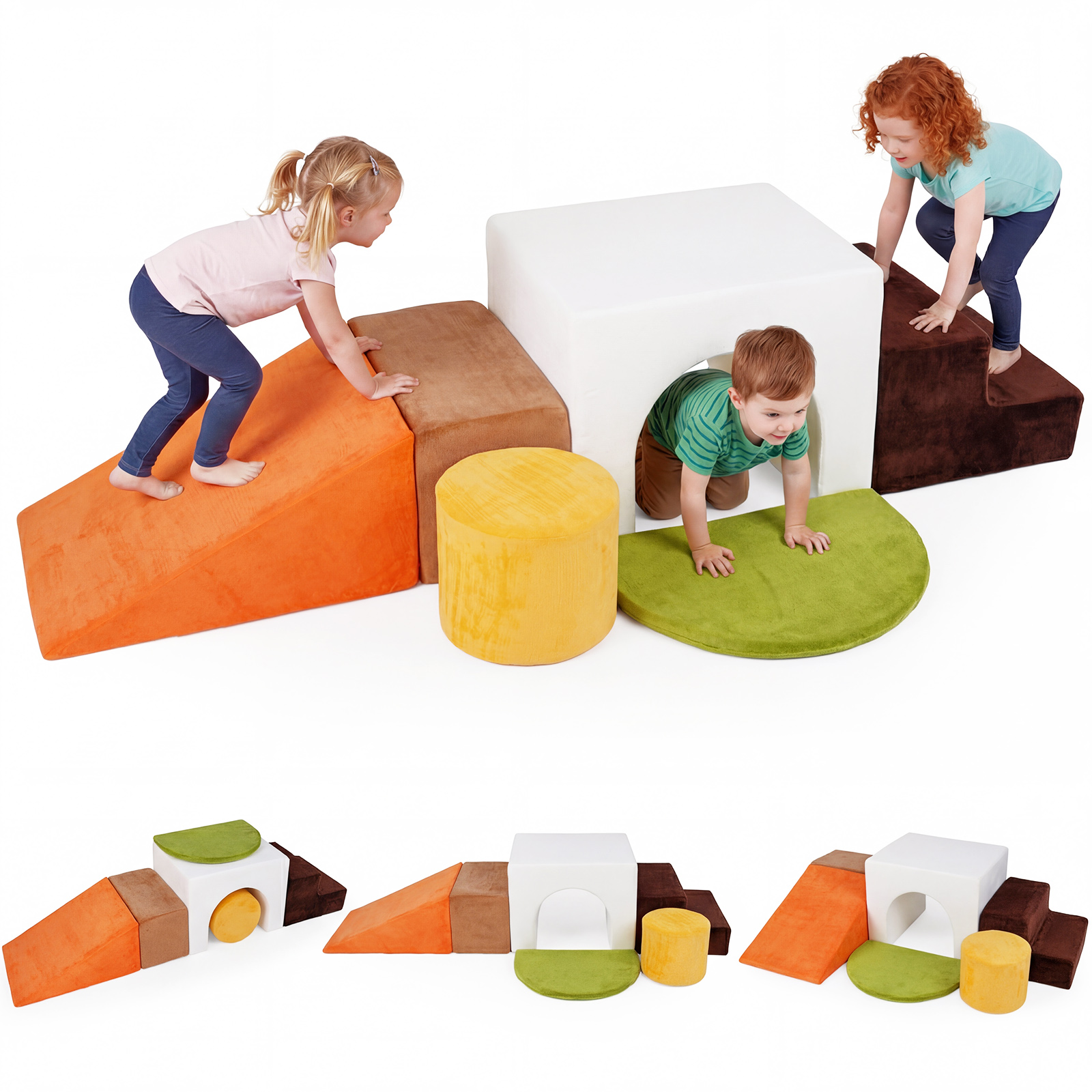 6PCS Foam Climbing Blocks Velvet Indoor Climb & Crawl Activity Playset for Kids