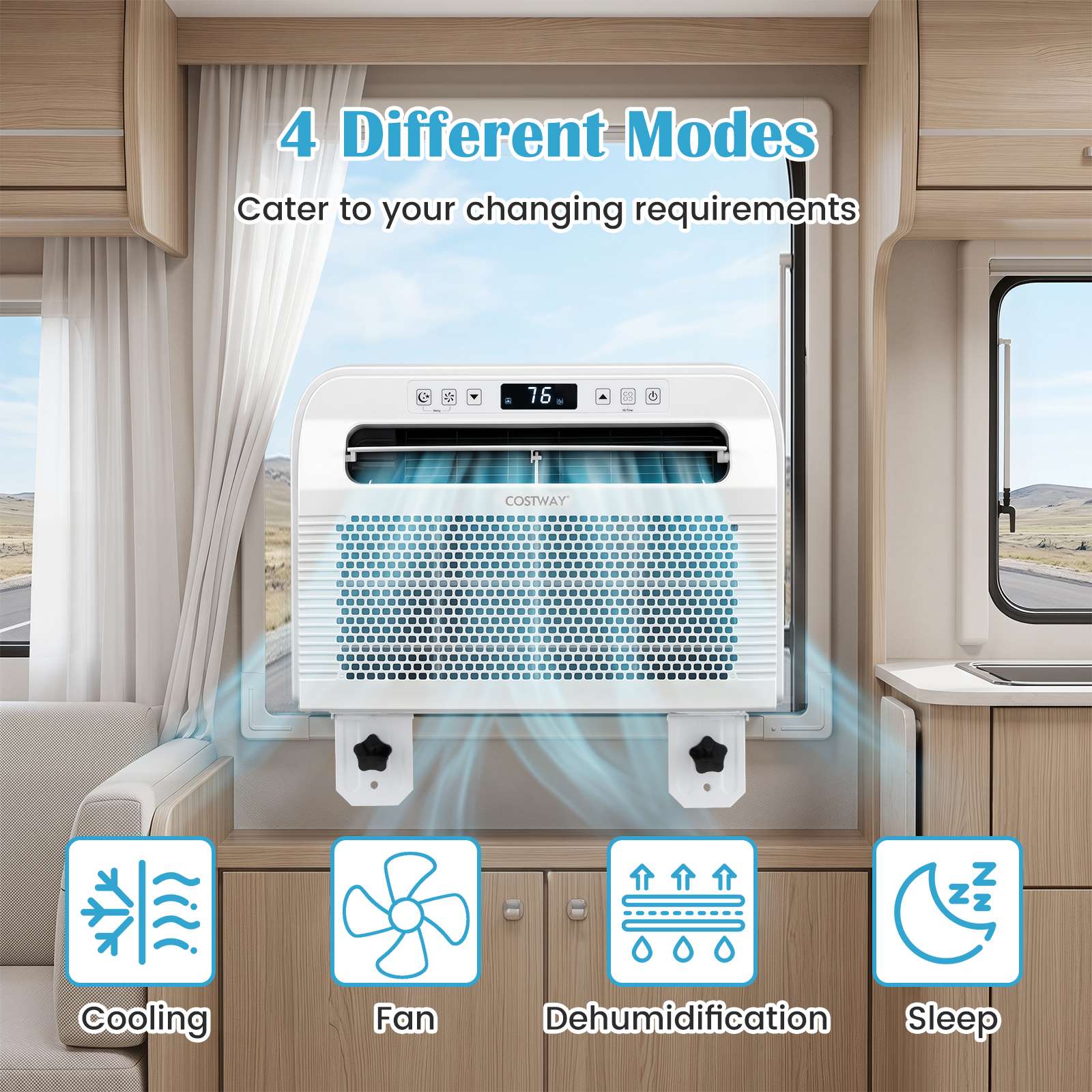 RV Window Air Conditioner, 6500 BTU Window AC Unit with WiFi APP Voice Control