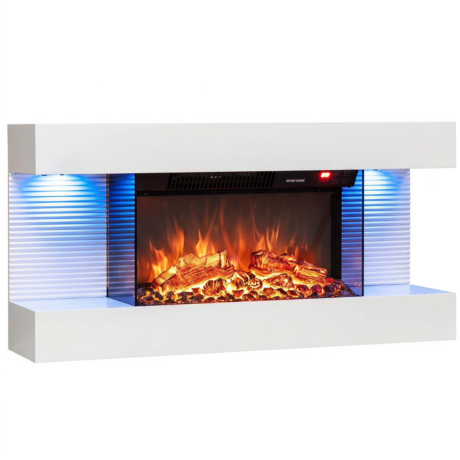18” 3-Sided Wall Mount Electric Fireplace with 32” Floating Mantel & Thermostat