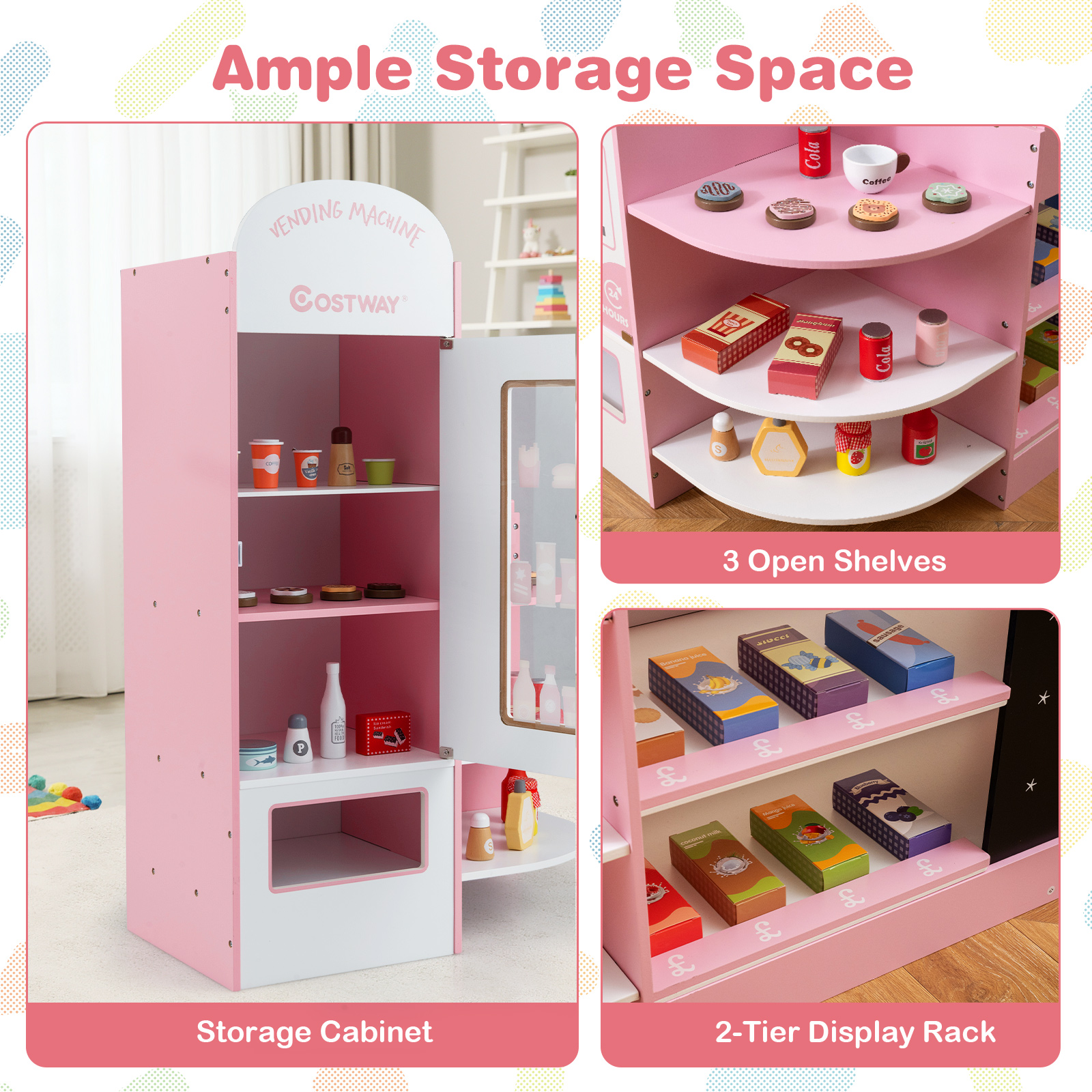 как выглядит Kids Grocery Store Playset Wooden Supermarket Play Toy Set w/ Cash Register фото