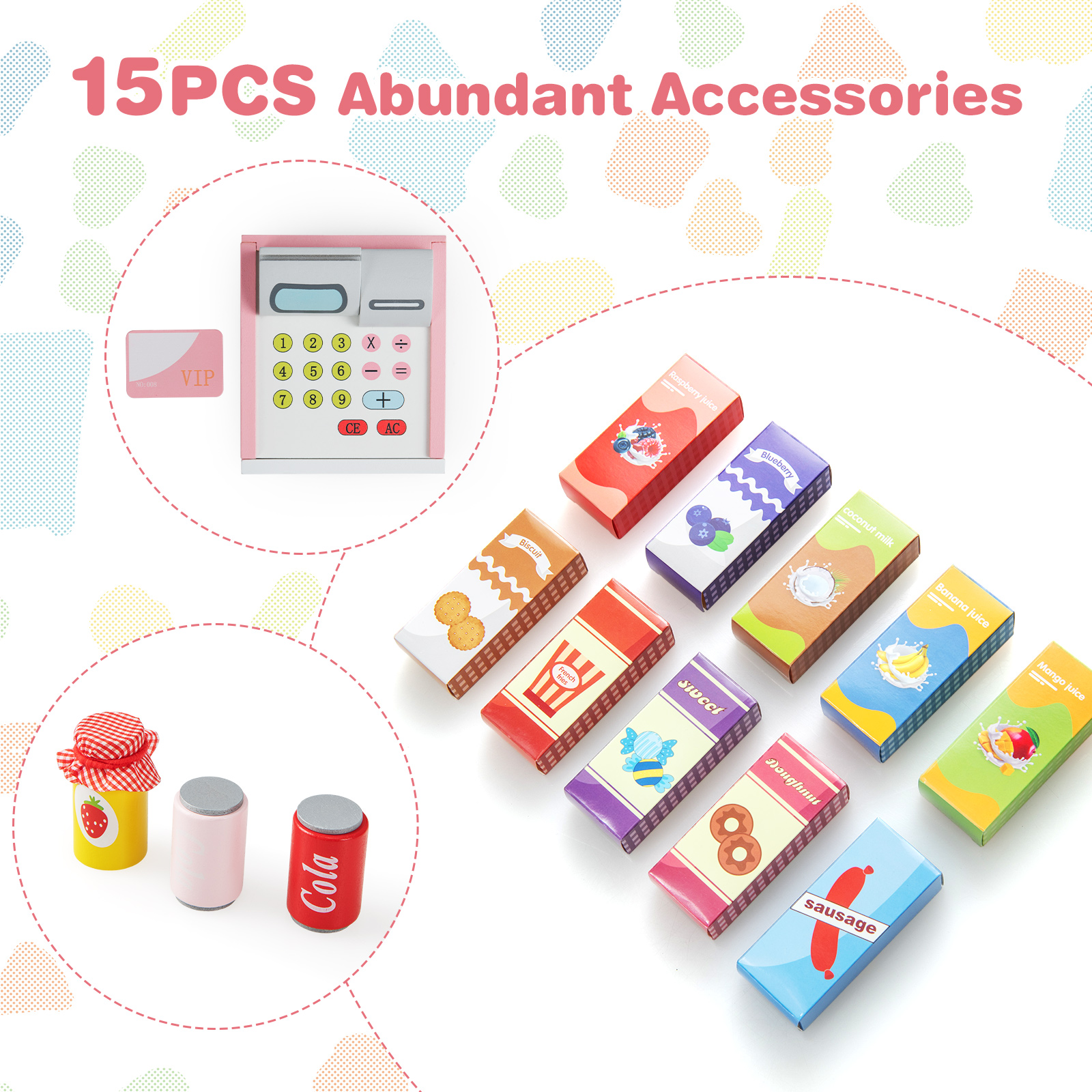 как выглядит Kids Grocery Store Playset Wooden Supermarket Play Toy Set w/ Cash Register фото