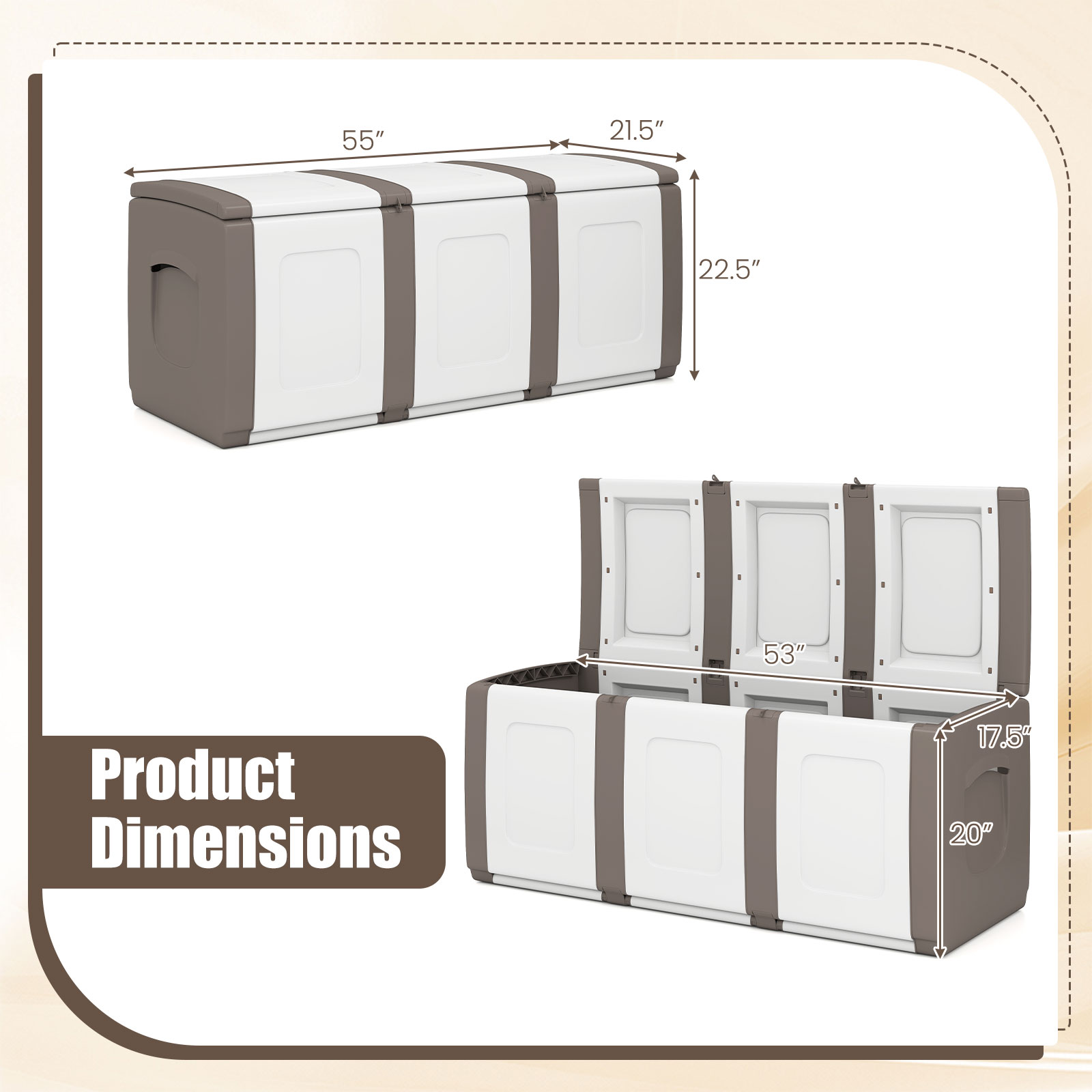 Deck Box,Patio Container with Lockable Lid, Weatherproof Plastic Storage Bin