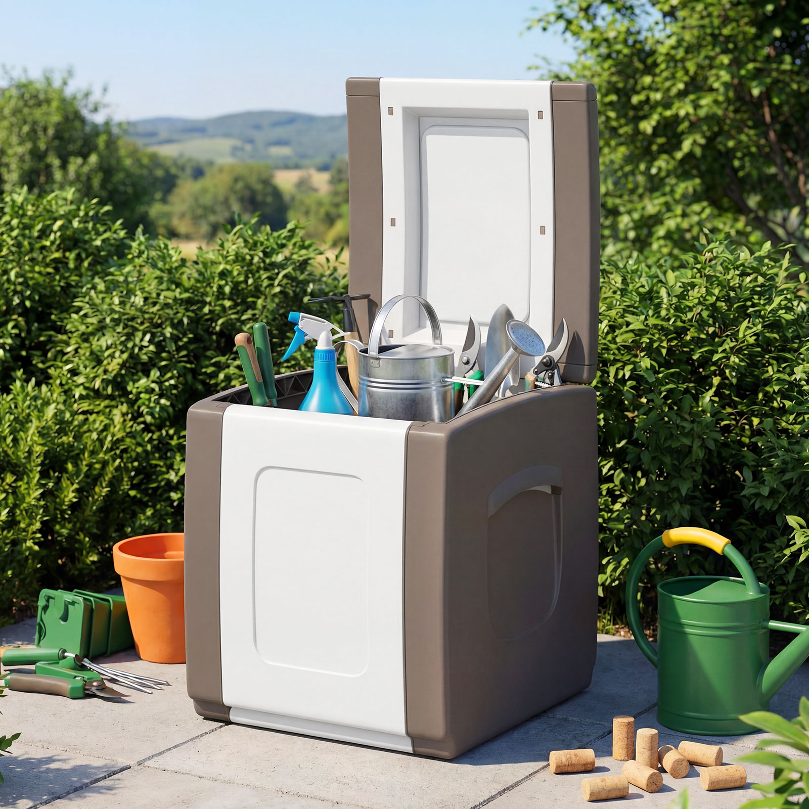 Deck Box,Patio Container with Lockable Lid, Weatherproof Plastic Storage Bin