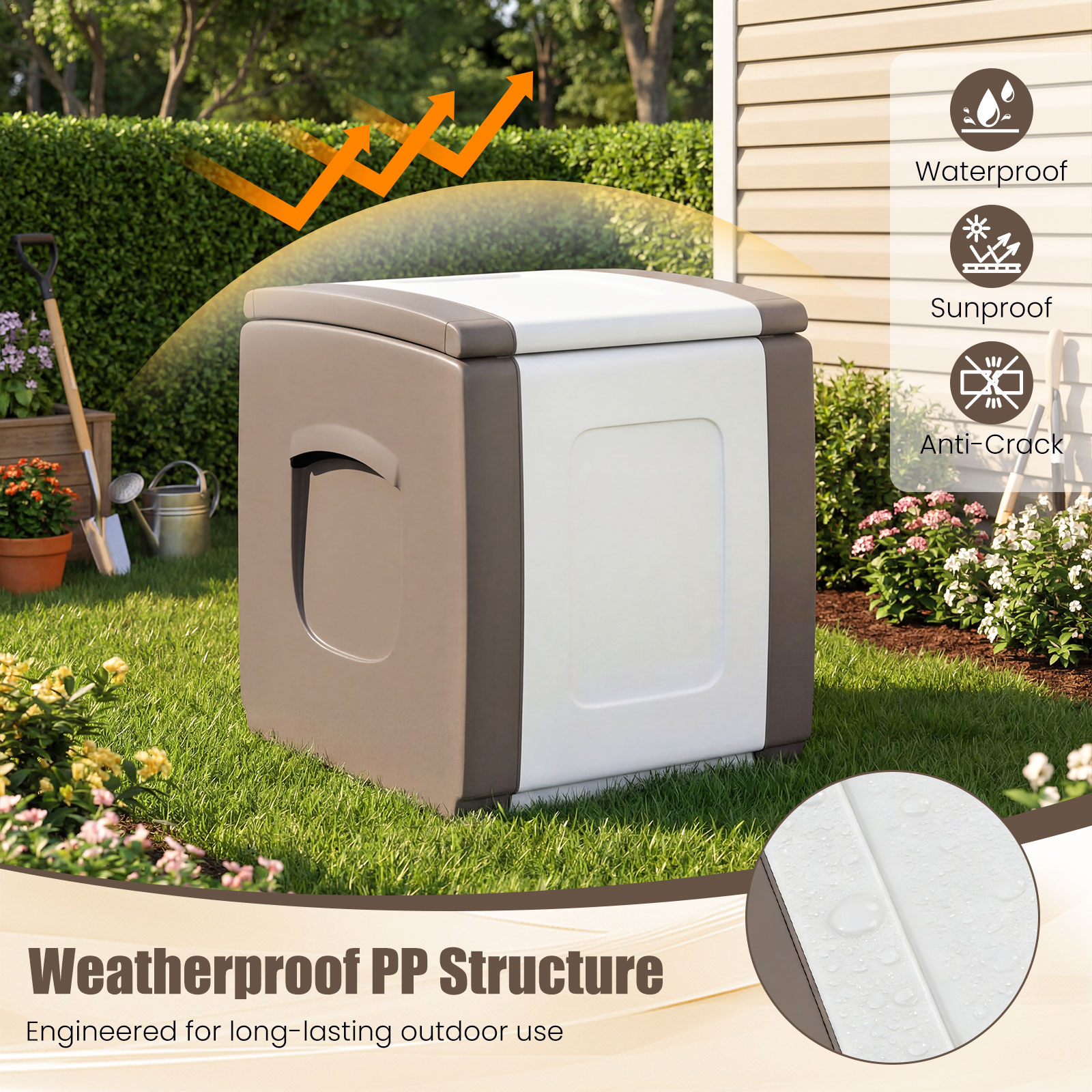 Deck Box,Patio Container with Lockable Lid, Weatherproof Plastic Storage Bin
