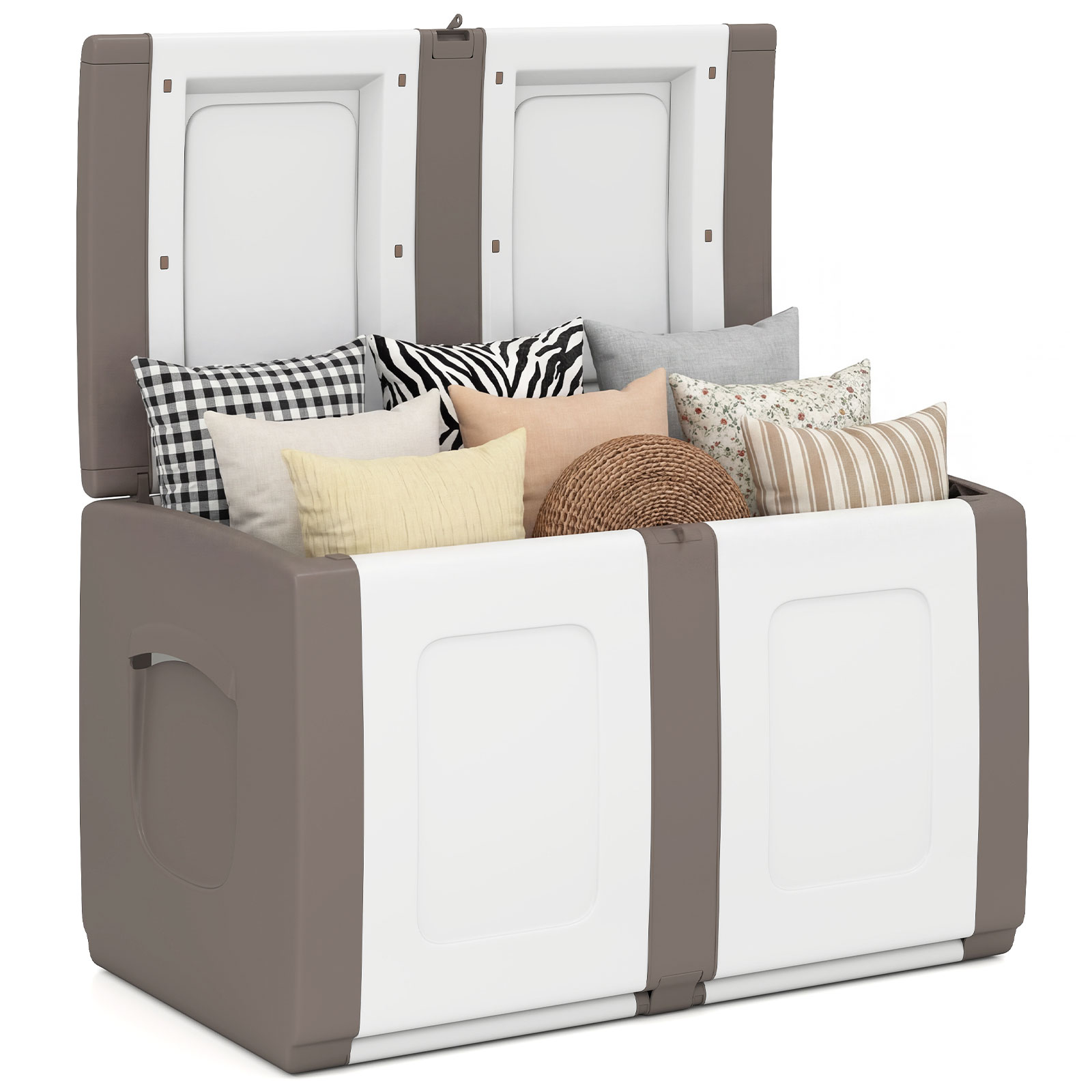 Deck Box,Patio Container with Lockable Lid, Weatherproof Plastic Storage Bin