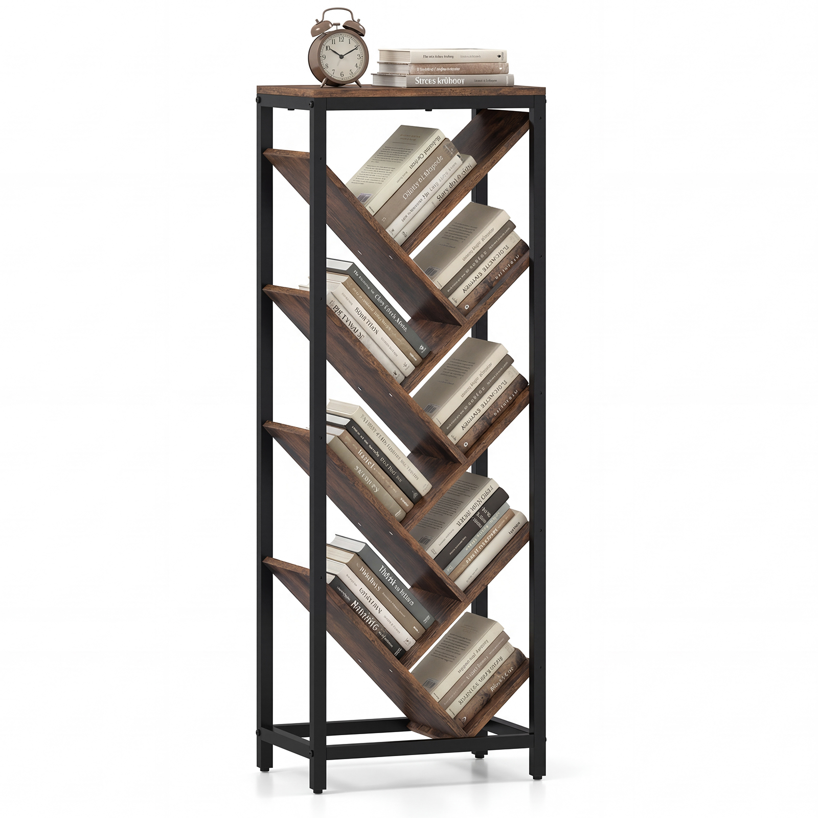 Tree Bookshelf 9-Tier Freestanding Bookcase Corner Narrow Display