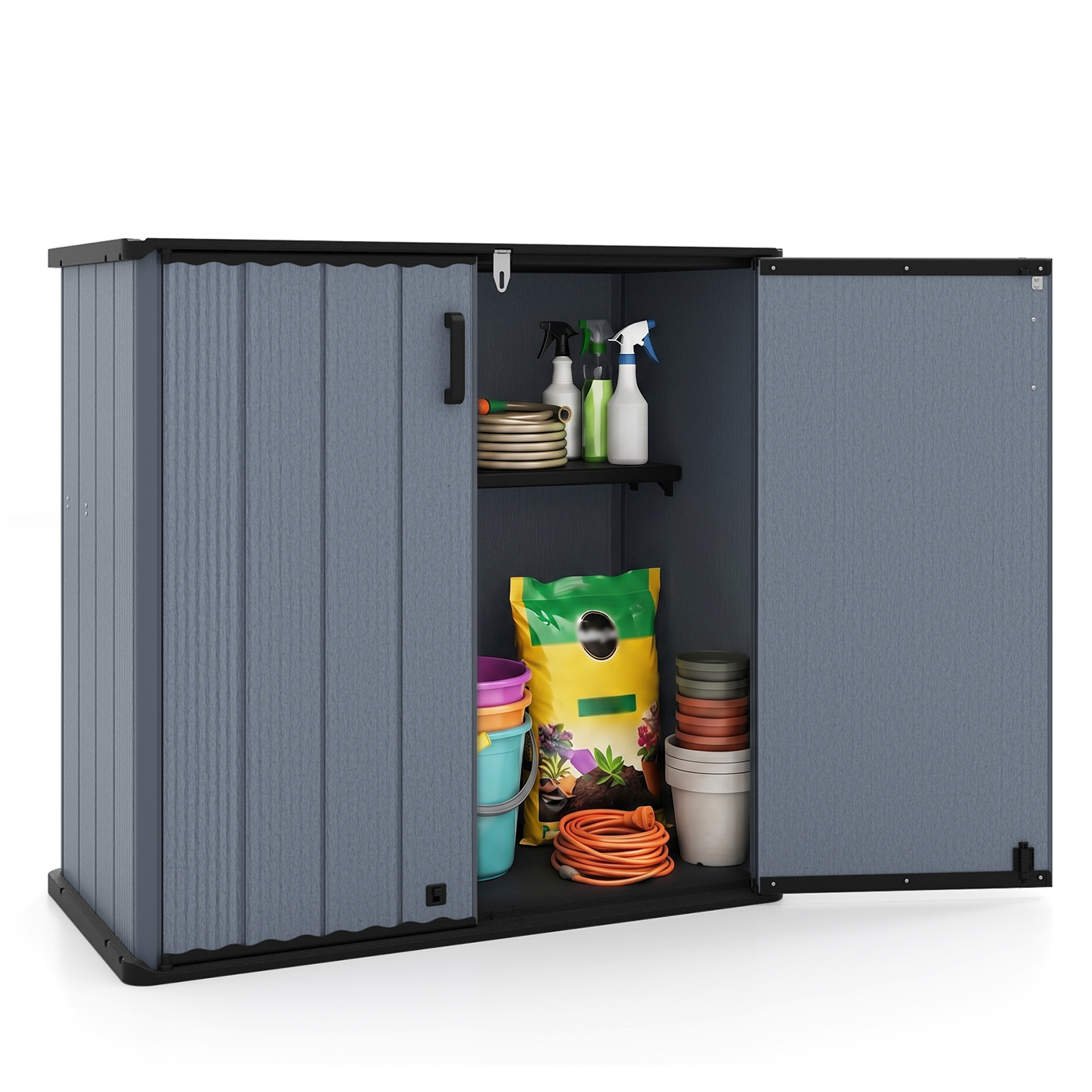 23.5 Cu.ft Outdoor Storage Shed with Floor, Lockable Door and