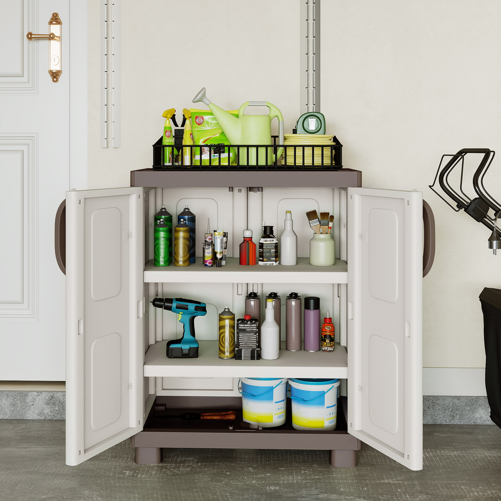 Storage Cabinet, Freestanding Buffet Cabinet Sideboard with 2 Doors and Shelves