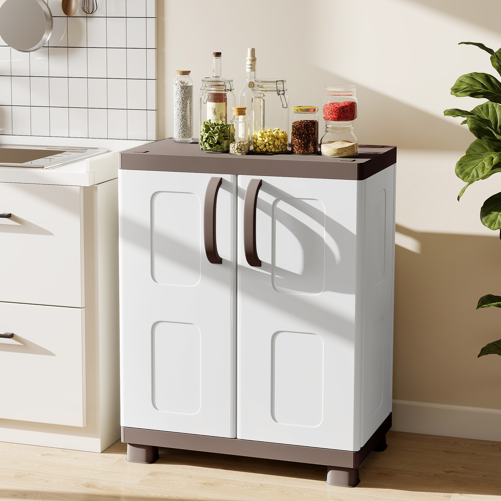 Storage Cabinet, Freestanding Buffet Cabinet Sideboard with 2 Doors and Shelves