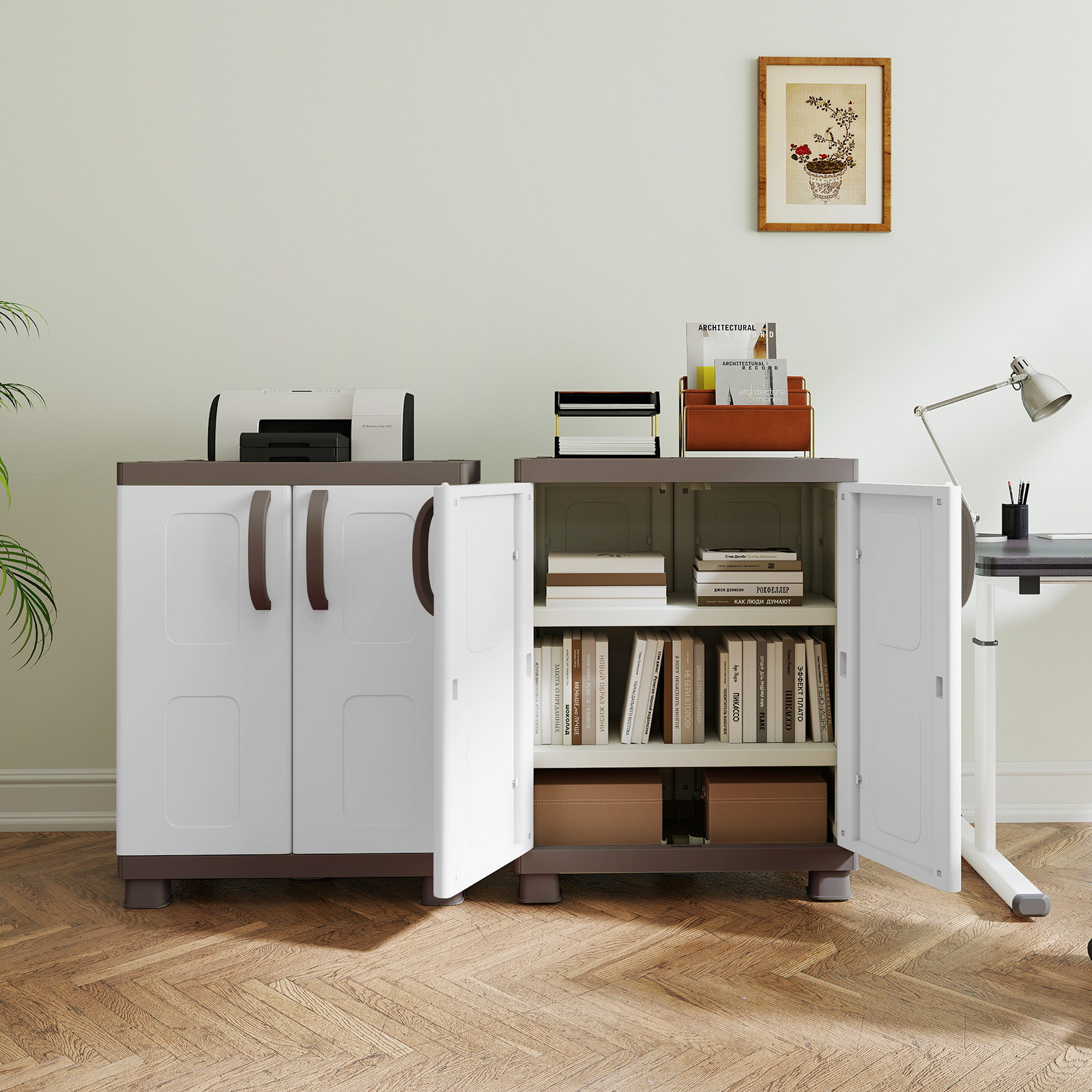 Storage Cabinet, Freestanding Buffet Cabinet Sideboard with 2 Doors and Shelves
