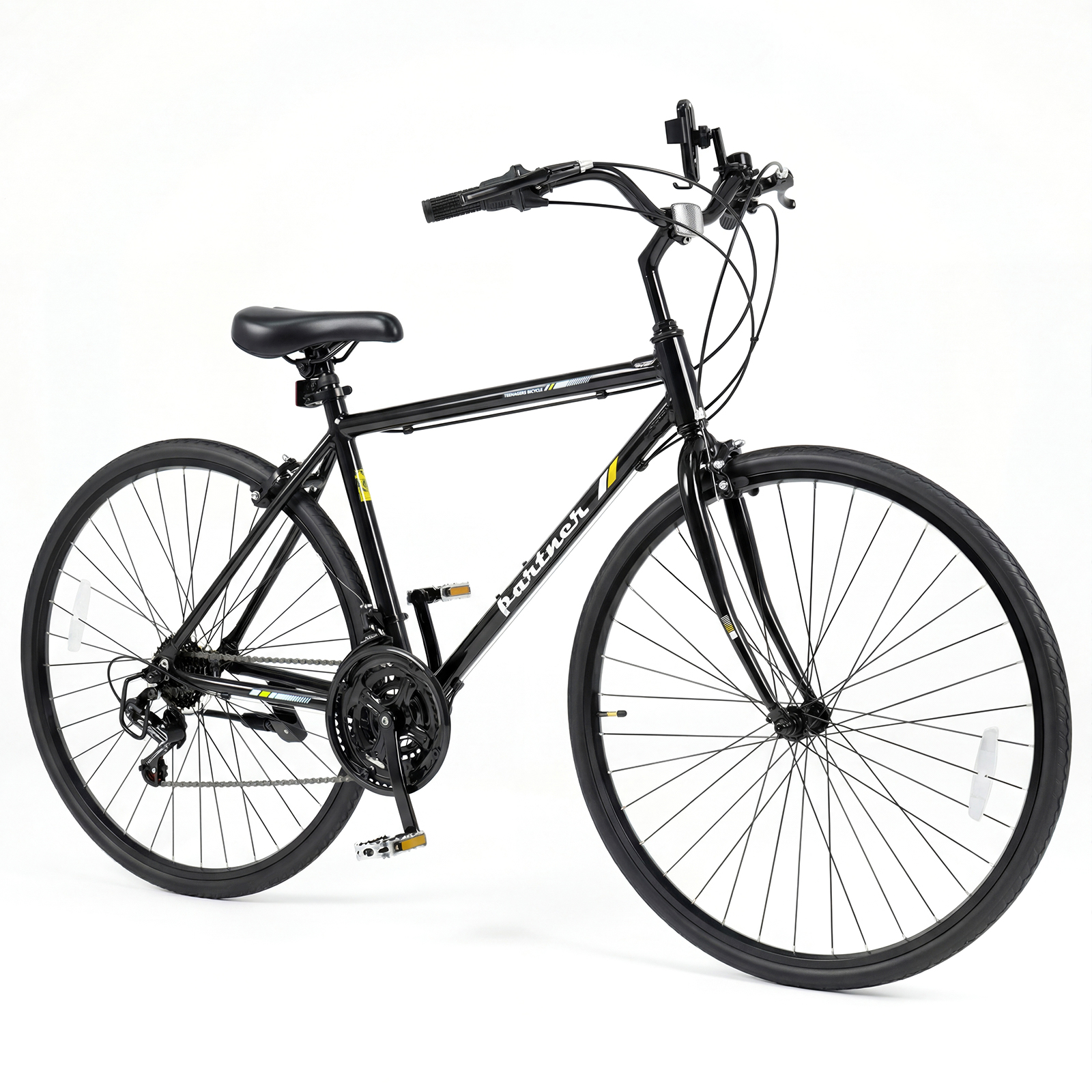 700C Hybrid Bike for Men Women Adult, 18-Speed Shimano Drive