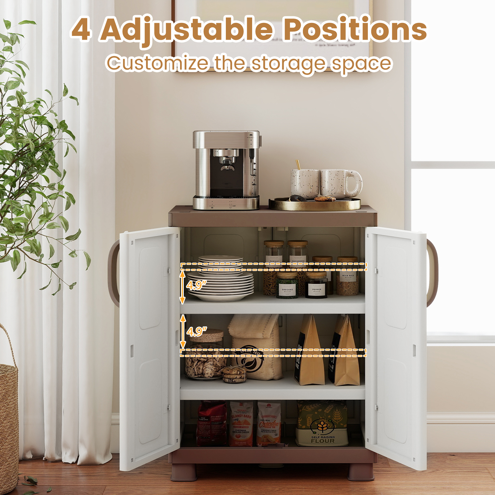 Storage Cabinet, Freestanding Buffet Cabinet Sideboard with 2 Doors and Shelves