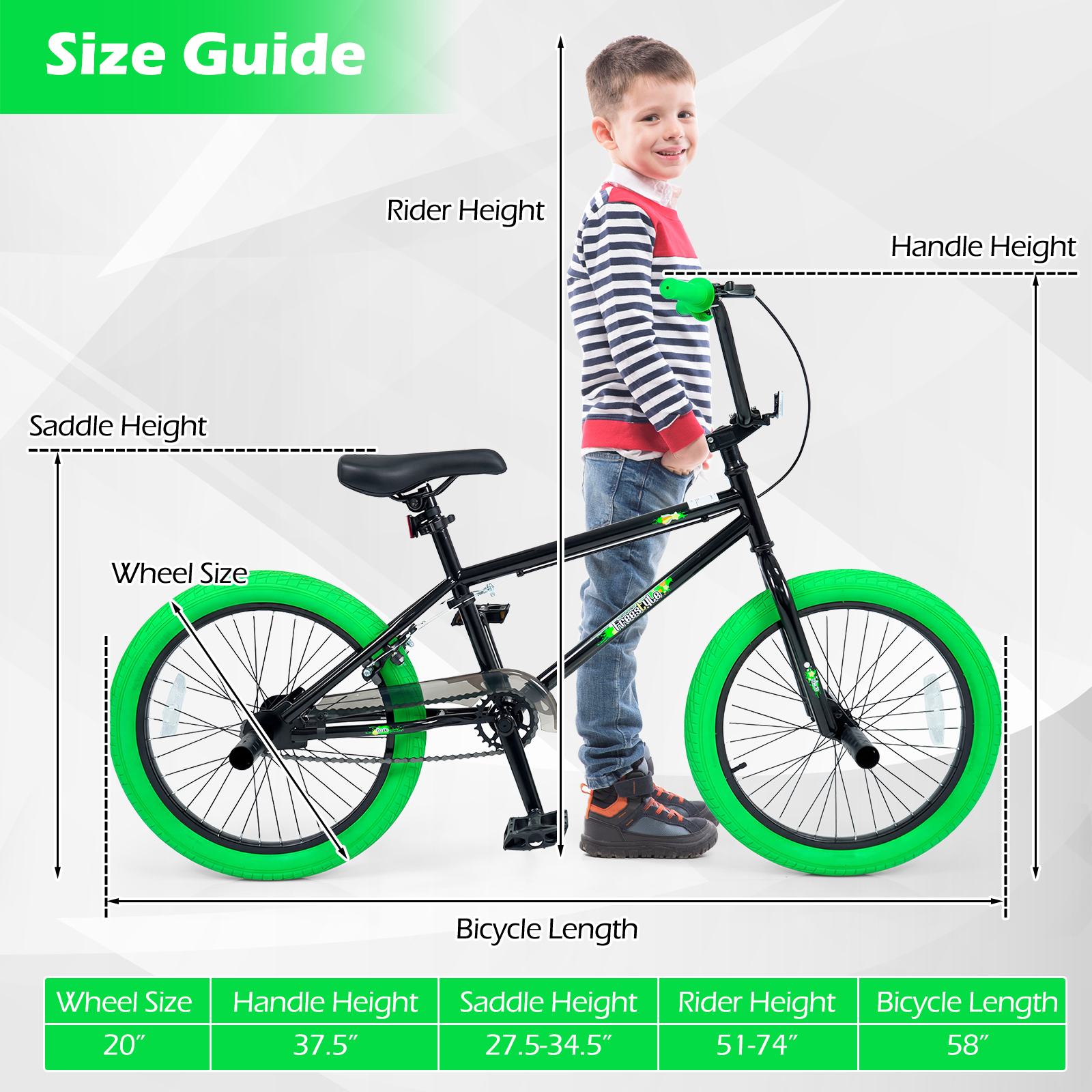 Freestyle BMX Bike, 20” Trick Bicycle w/ 360 Degree Steering